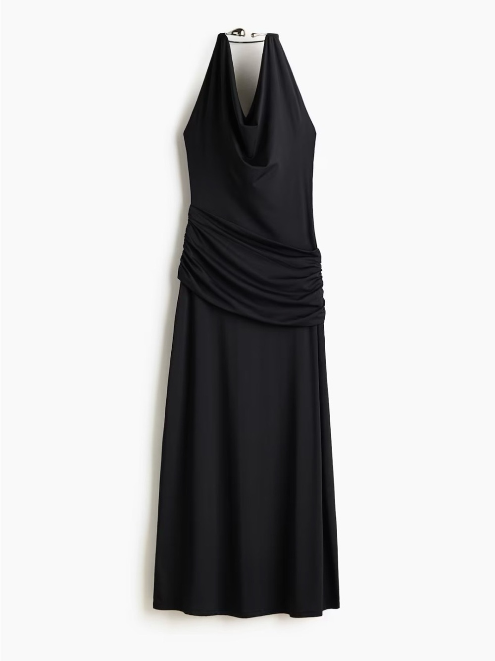 H&M Black Backless Cowl Halter Dress
